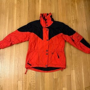 Vintage Obermeyer Ski Coat Womens Christie Orange Black Nylon Insulated Jacket